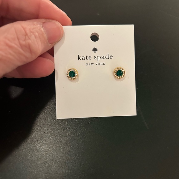 Kate Spade Gold and Green Gem Earrings - Picture 1 of 3